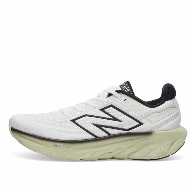 New Balance Fresh Foam X 1080v13 running shoe featuring a versatile design with advanced cushioning and midsole mapping for smooth transitions. The shoe includes a breathable engineered mesh upper for a supportive and streamlined fit, showcasing its blend of top performance and modern aesthetics.