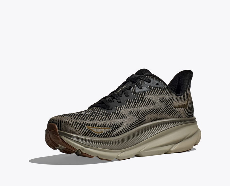 Hoka One One Clifton 9 running shoes highlighting the lightweight design, cushioned sole, and streamlined upper for enhanced comfort during daily runs.