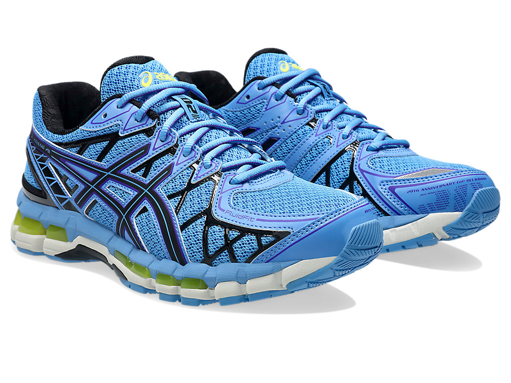 GEL-KAYANO™ 20 sneaker featuring FLUIDFIT™ cage, dual GEL™ technology inserts, and GUIDANCE TRUSSTIC™ system for enhanced fit, comfort, and stability.