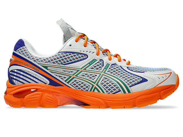 Kiko Kostadinov x ASICS UB8-S GT-2160™ sneaker with glossy primary colors, grid-like patterns, and metallic structures, inspired by Interlaced Assemblages, Functional Utopias, and Mino Ceramics.