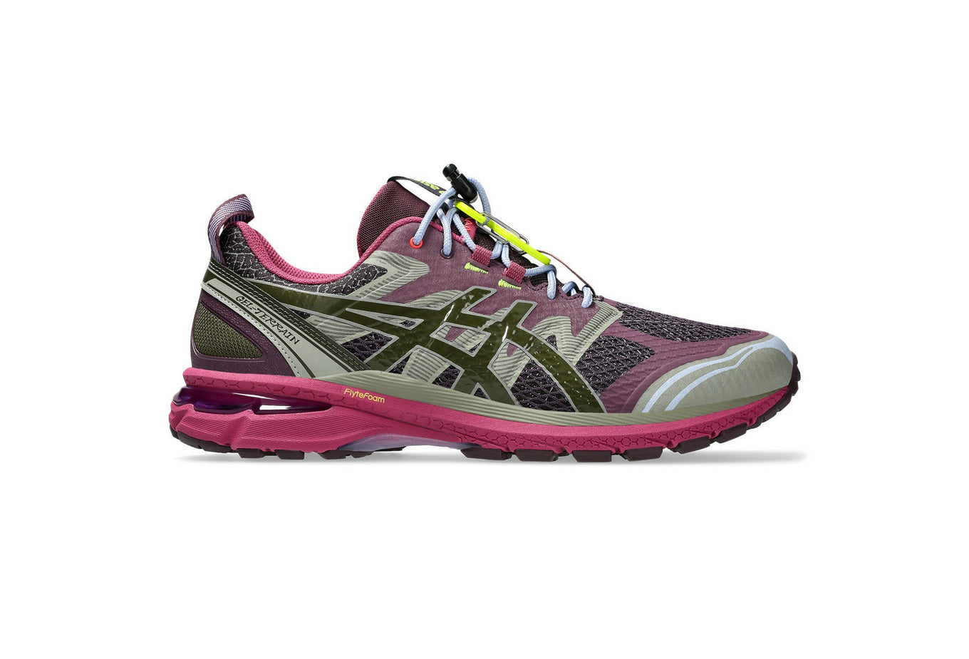 ASICS GEL-TERRAIN sneaker with trail-inspired design, speed lacing, and cushioned sole for versatile all-day wear.