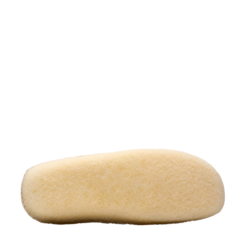 Clarks Originals shoe with premium maple cord upper, round tonal laces, metallic logo, and natural crepe sole wrapping heel and toe.