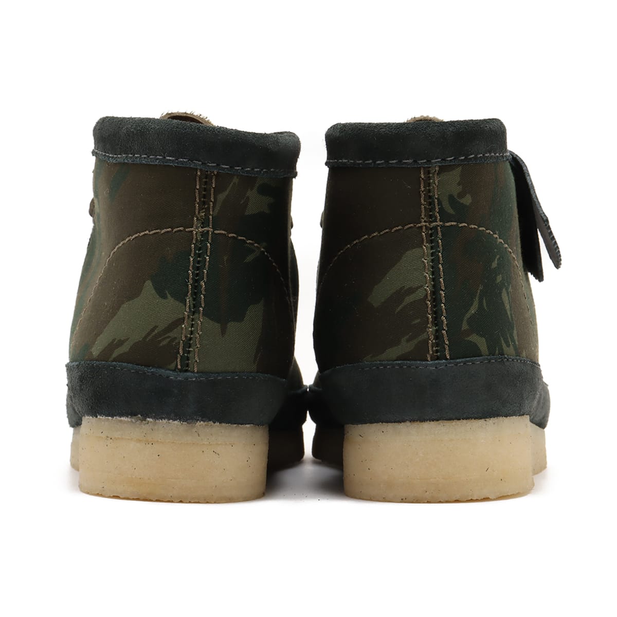 Clarks Wallabee shoe with lace-up design, round toe, and signature crepe sole