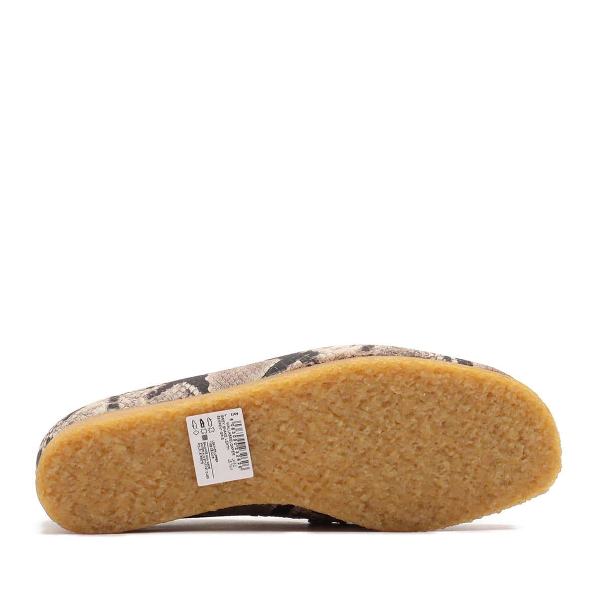 Clarks Wallaby Loafer in grey snake leather with hand-sewn seams and crepe sole