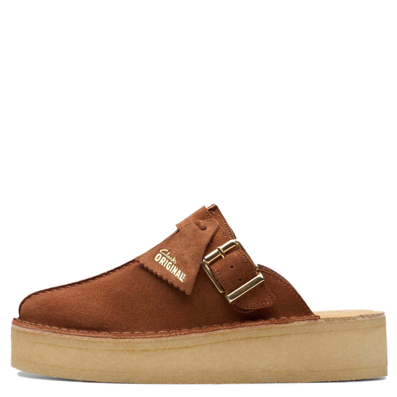 Clarks Originals Trek Wedge Mule: Mocha Bisque Suede Slip-On