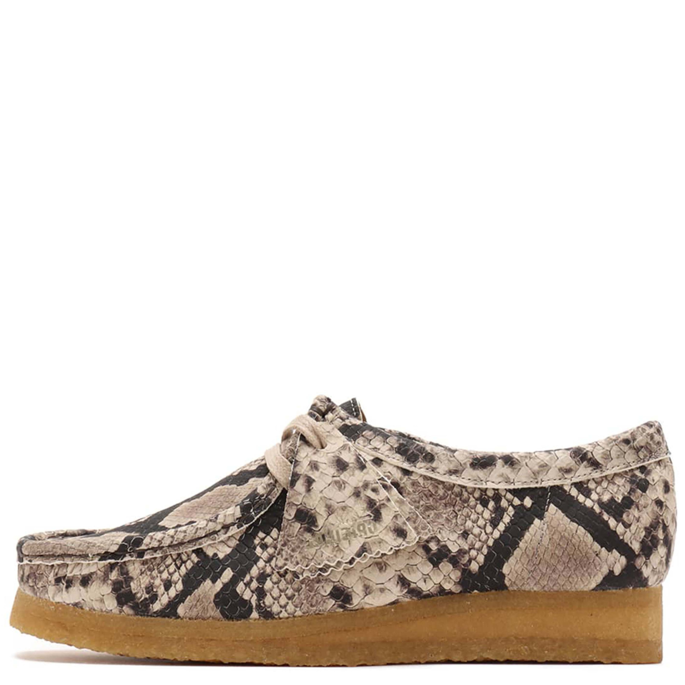 Classic Clarks Wallabee in Grey Snake Leather – Iconic Comfort 