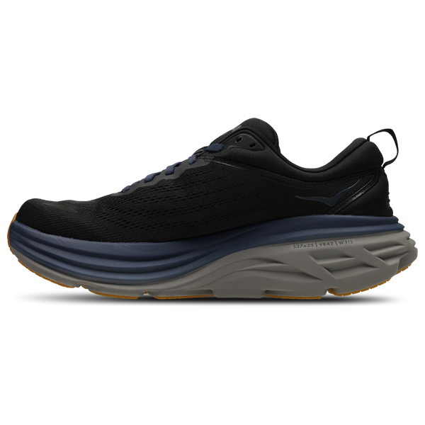 HOKA Bondi running shoes featuring soft foam, engineered mesh, and durable Durabrasion rubber outsole for a smooth and balanced ride.