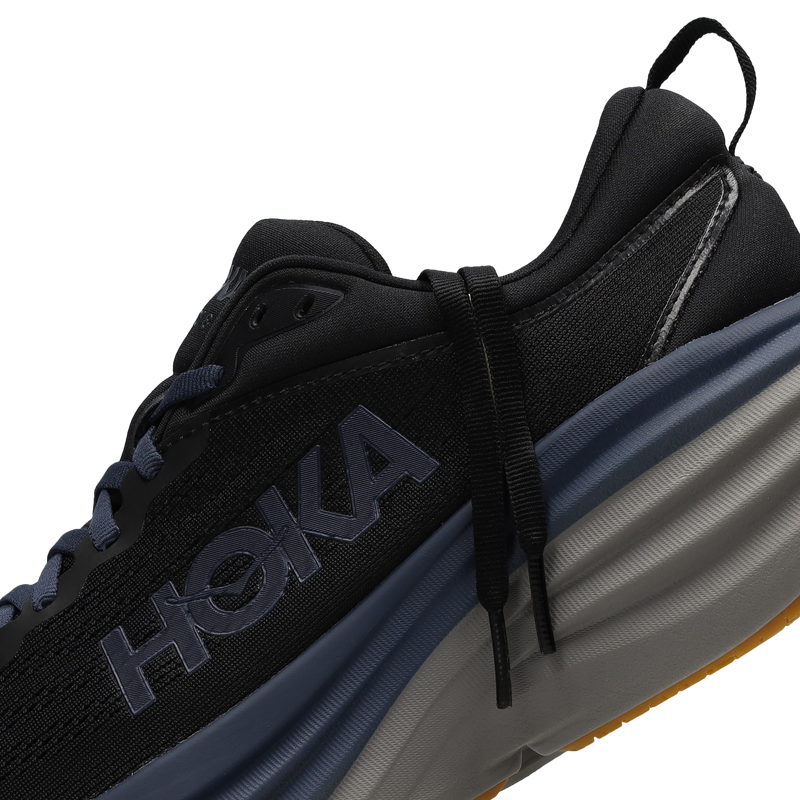 HOKA Bondi running shoes featuring soft foam, engineered mesh, and durable Durabrasion rubber outsole for a smooth and balanced ride.