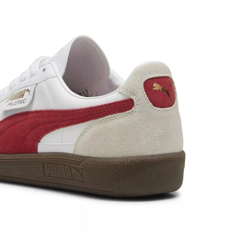 Retro Palermo sneakers with suede upper, leather Formstrip, foil-printed PUMA branding, and classic gum sole.