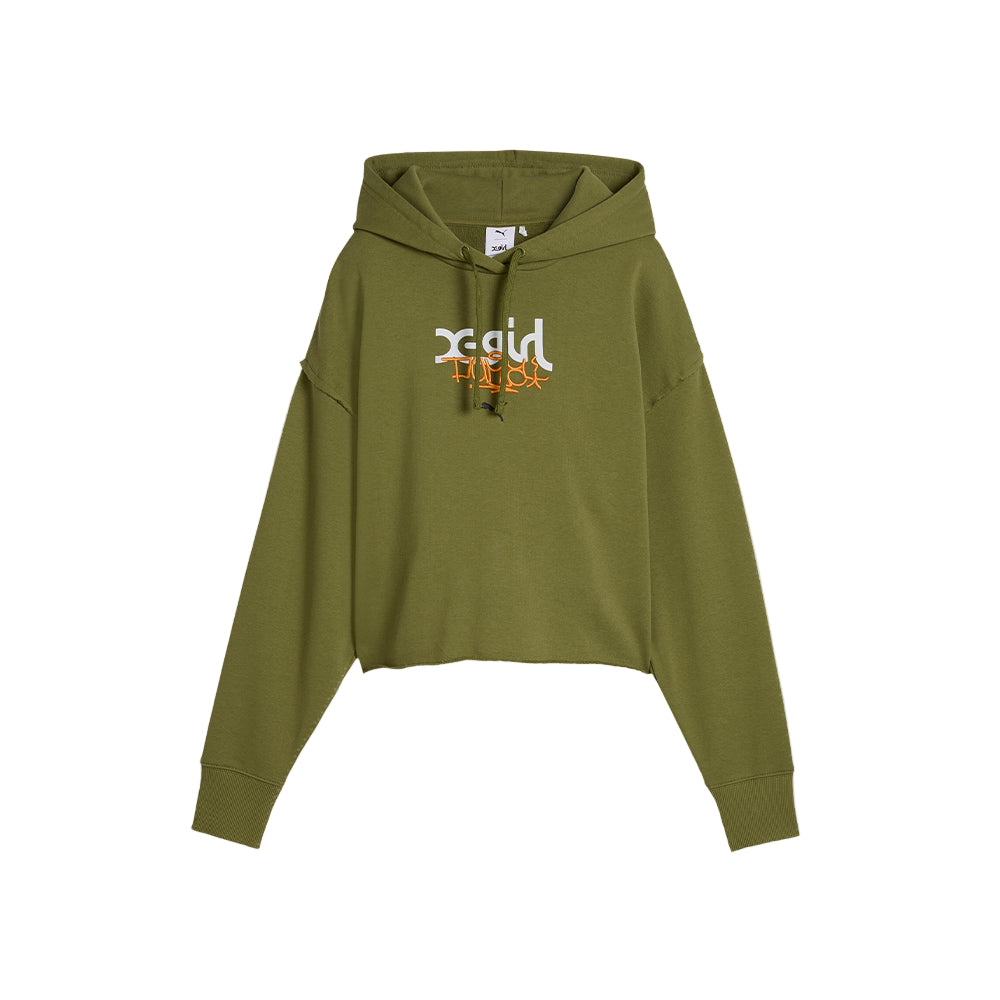 PUMA x X-GIRL Graphic Hoodie TR featuring bold streetwear graphics, drawstring hood, and relaxed fit in soft premium fabric.