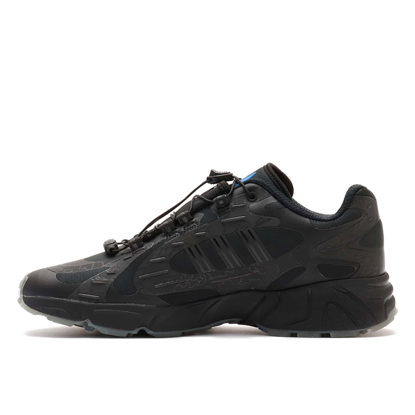 adidas x 100 Thieves Savage shoes with reflective geo-camo, speed lacing, welded TPU overlays, and dual branding