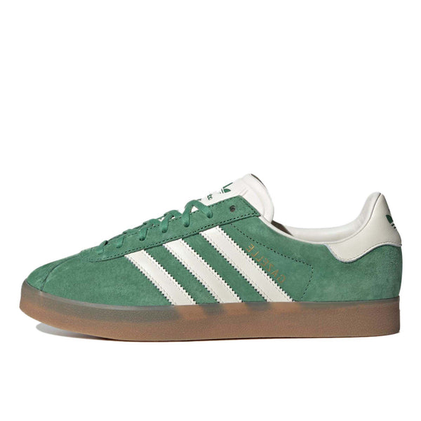 adidas Gazelle shoes featuring a smooth synthetic leather upper, rubber outsole for grip, and a classic design.