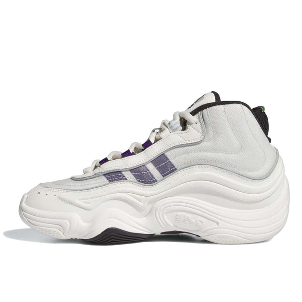 Adidas Crazy 98 shoes with molded leather, mesh, and synthetics, showcasing a bold wavy design inspired by '90s basketball style.