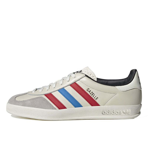 Adidas Gazelle Indoor shoes with premium suede upper and two-tone 3-Stripes, showcasing retro style and comfort.