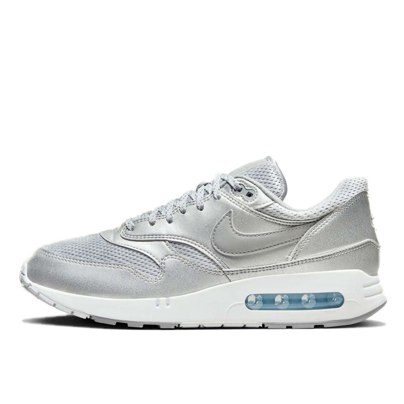 Nike Air Max 1 '86 Big Bubble in Metallic Silver and Cool Grey, featuring a reduced Air window, debossed branding on the tongue and heel, and a sleek, refined design.