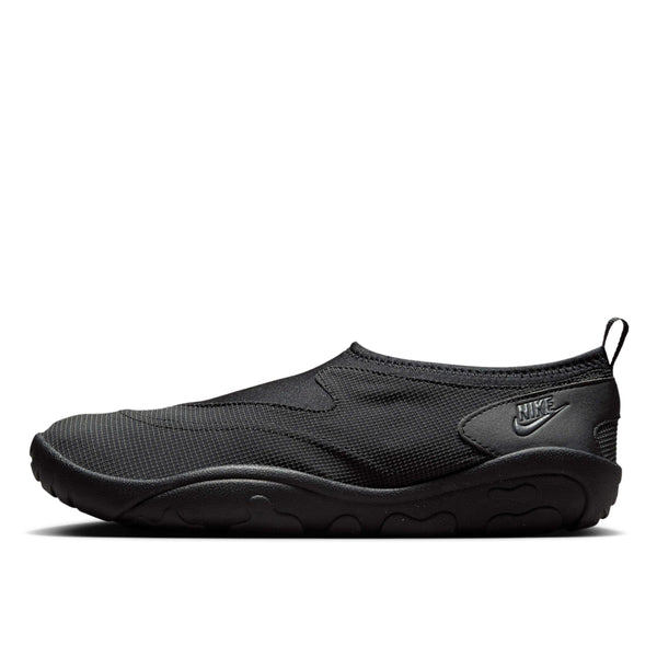 Aqua Turf sneakers in black and Off-Noir with stretchy textile upper and full-length rubber outsole, designed for water-friendly traction.