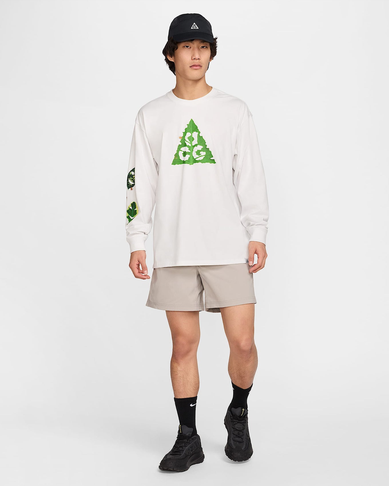 Nike ACG hiking shorts with a sweat-wicking, water-repellent design, roomy fit, and mobility gusset for comfort on and off the trail.