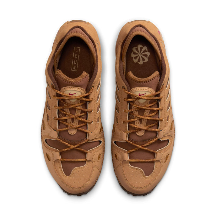 Nike Exploraid in Flax/Gym Red colorway, featuring fall-inspired design with recycled materials from Nike's Next Nature initiative