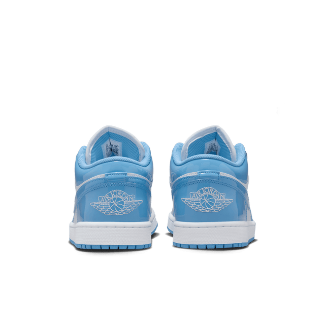 Air Jordan 1 with university-inspired color blocking, premium patent leather upper, and durable rubber outsole.