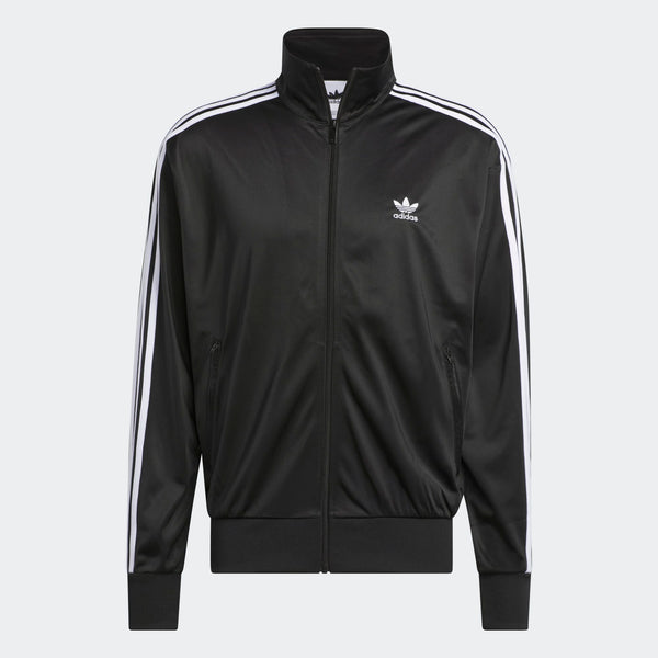 Adidas Firebird Adicolor Track Jacket with embroidered Trefoil logo, 3-Stripes on sleeves, and stand-up collar, offering a modern twist on the classic style.