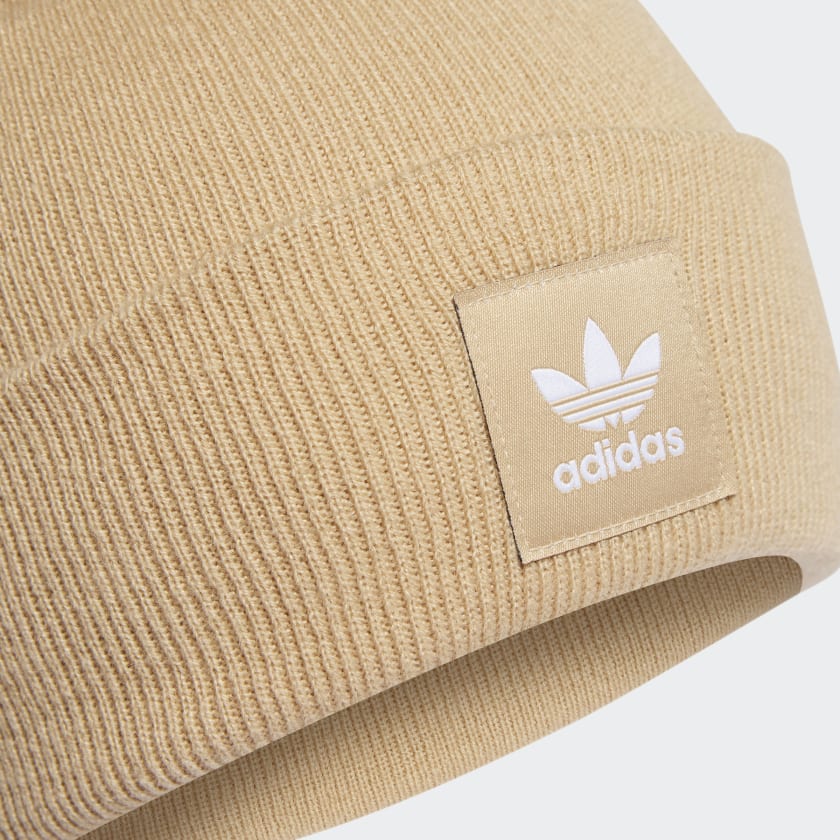adidas roll-cuff beanie in vibrant seasonal colors with Trefoil logo patch and top seam