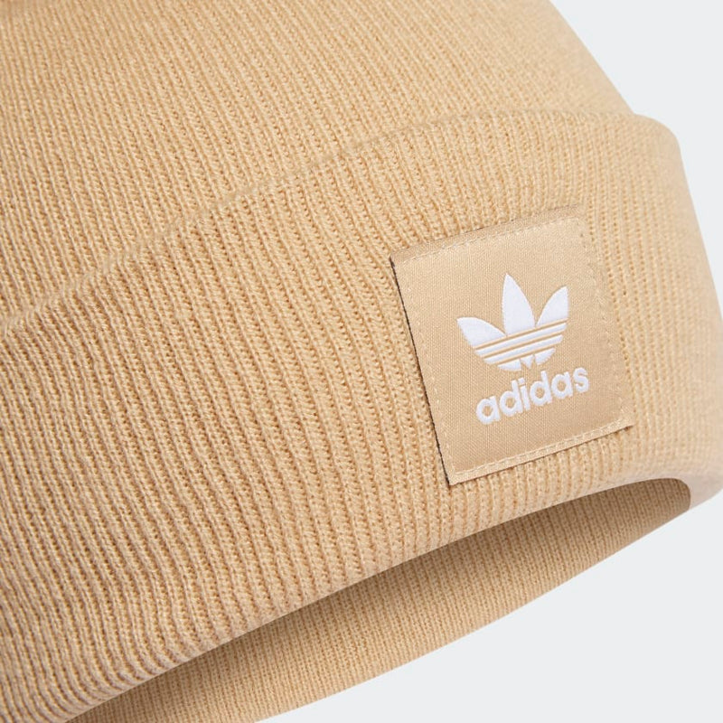 adidas roll-cuff beanie in vibrant seasonal colors with Trefoil logo patch and top seam