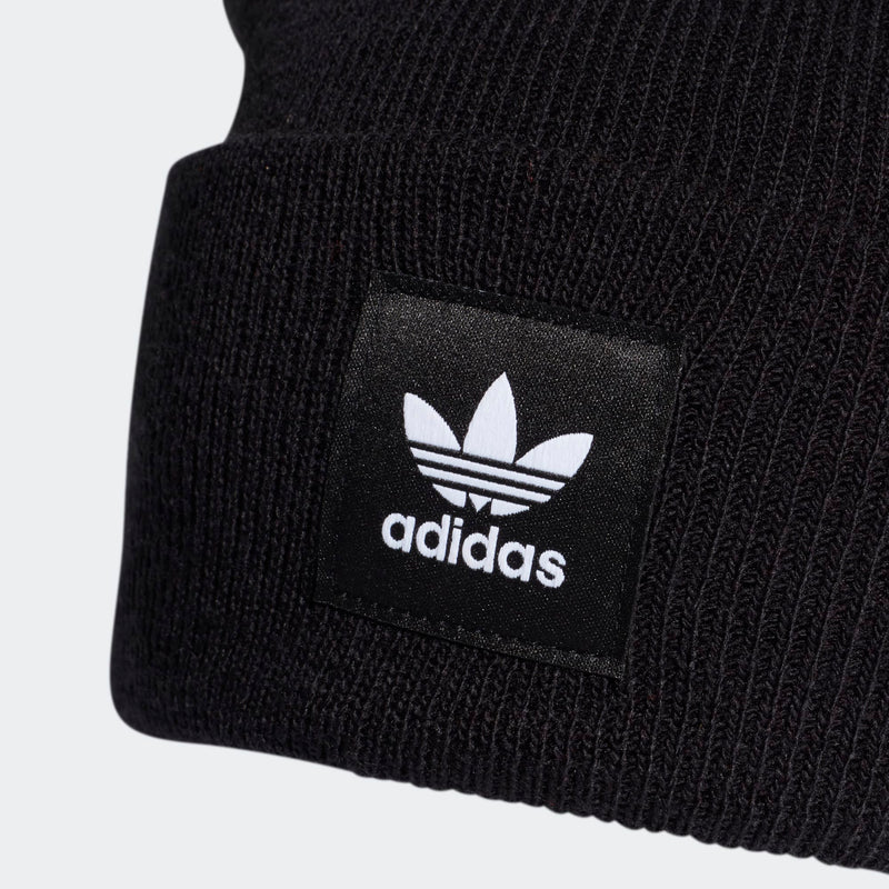 adidas roll-cuff beanie in vibrant seasonal colors with Trefoil logo patch and top seam