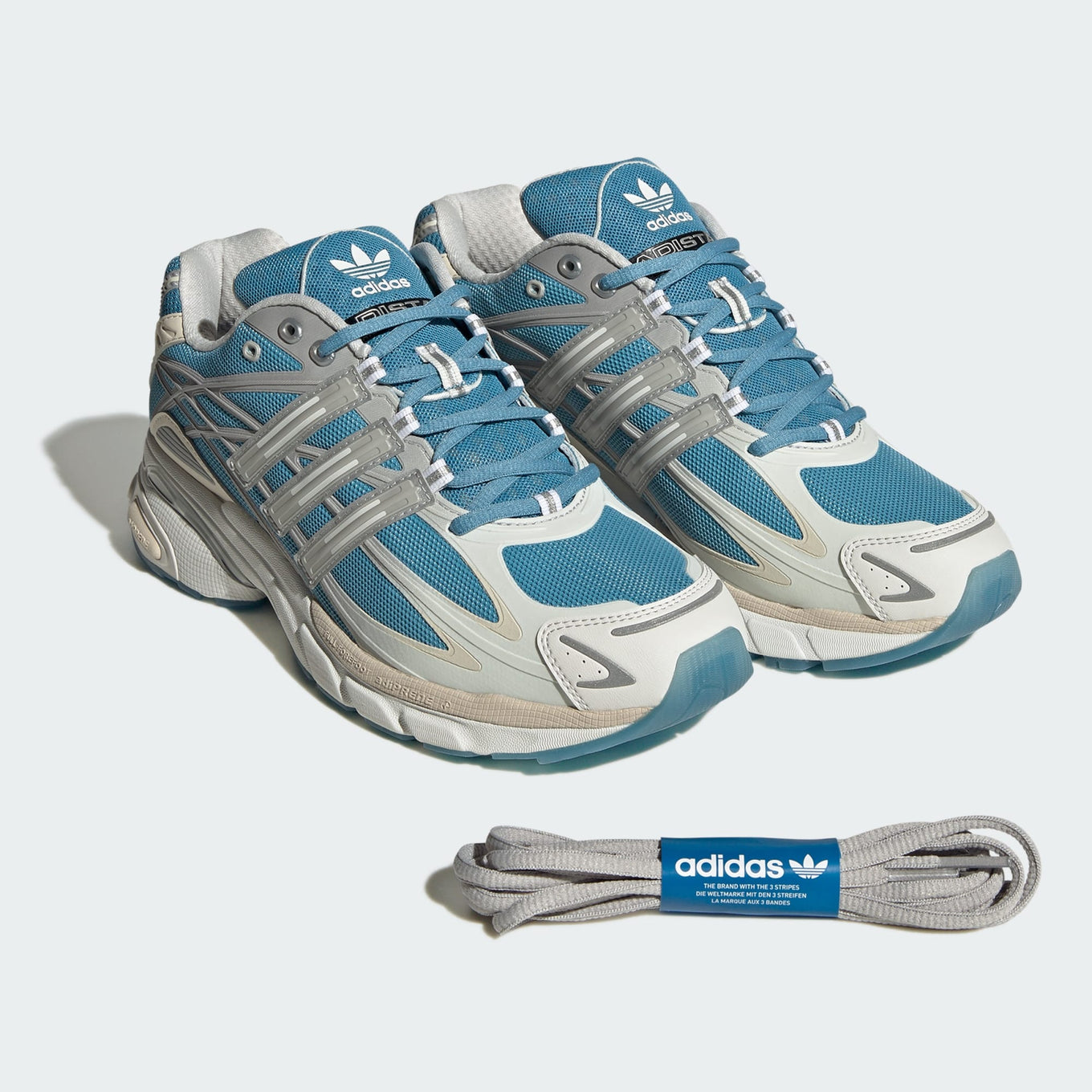 adidas Adistar shoes with a textile and leather upper, durable rubber outsole, combining high performance and stylish design.