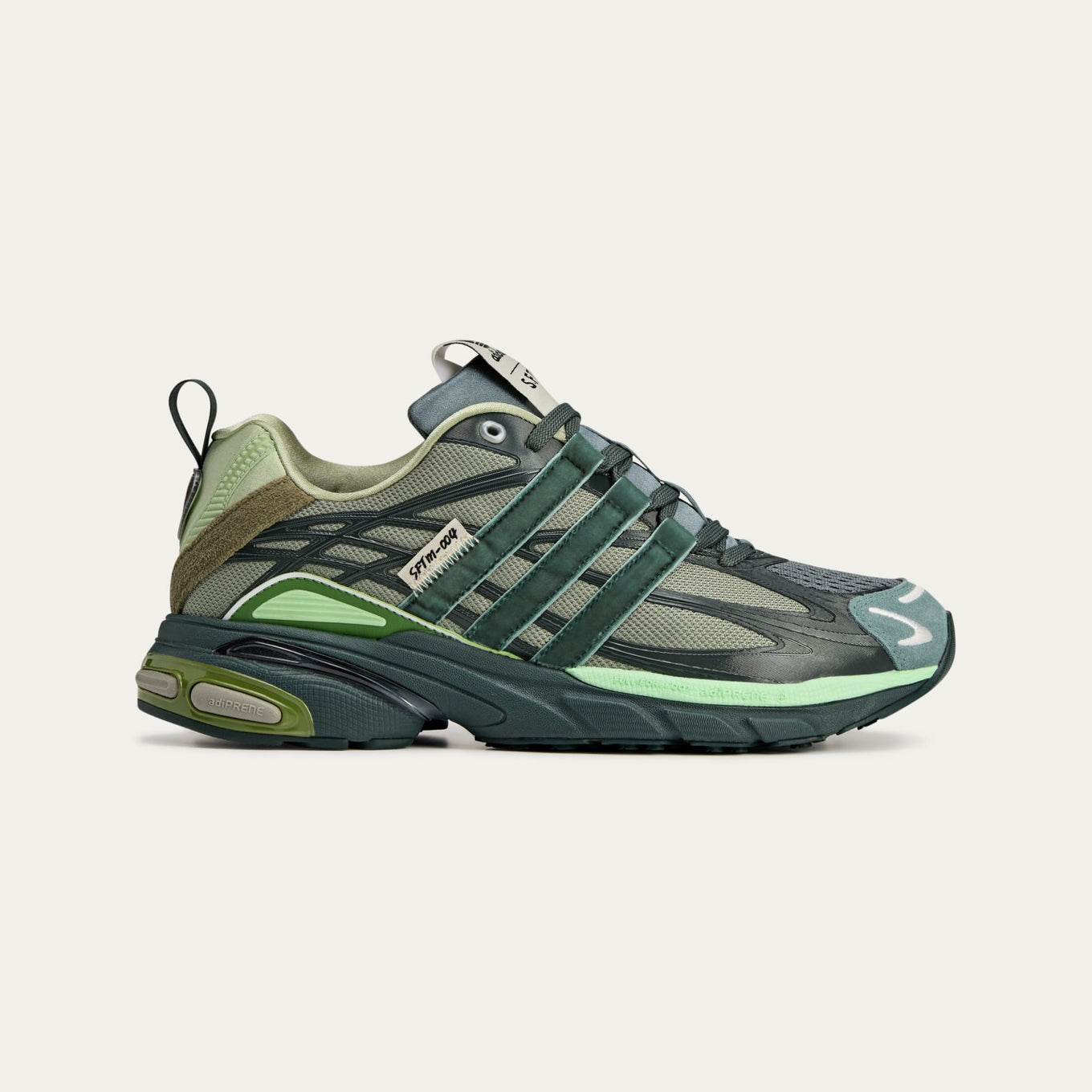 Song For The Mute x adidas footwear collection featuring Core Black Dark Brown, Shadow Green, and Taupe Metallic colorways with unique mesh weaves, velvet-like satin Three Stripes, and synthetic textured leather.