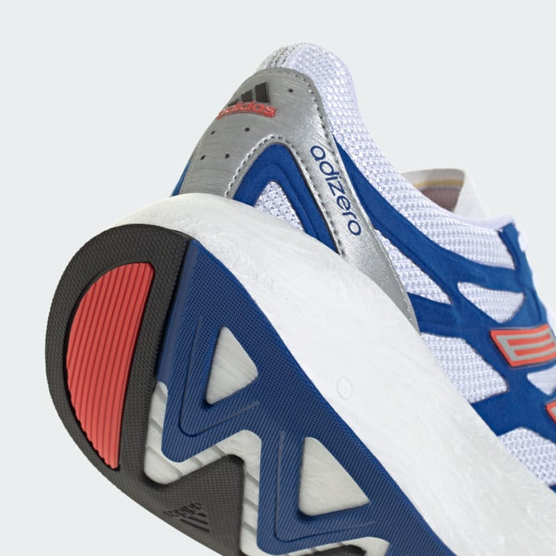 adidas Adizero Aruku lifestyle sneakers with a curved rocker sole and retro-inspired upper, designed for all-day comfort and modern style.