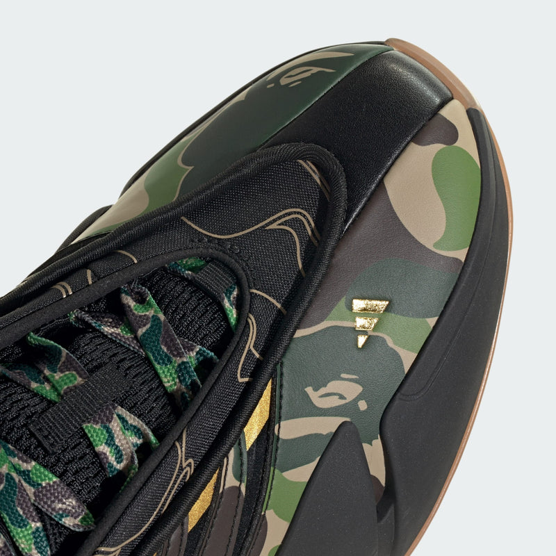 BAPE x adidas Basketball Dame 9 collection featuring Damian Lillard’s new signature shoe with camouflage print and BAPE branding details


