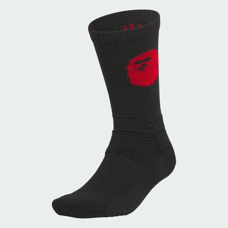 Damian Lillard socks by adidas Basketball with BAPE® designs and Dame logo, showcasing a unique, performance-oriented style.