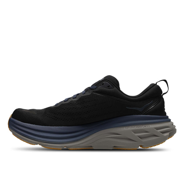 HOKA Bondi running shoes featuring soft foam, engineered mesh, and durable Durabrasion rubber outsole for a smooth and balanced ride.