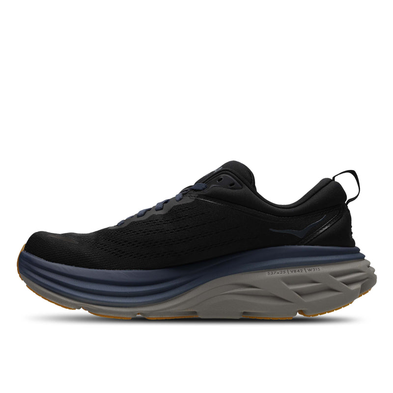 HOKA Bondi running shoes featuring soft foam, engineered mesh, and durable Durabrasion rubber outsole for a smooth and balanced ride.