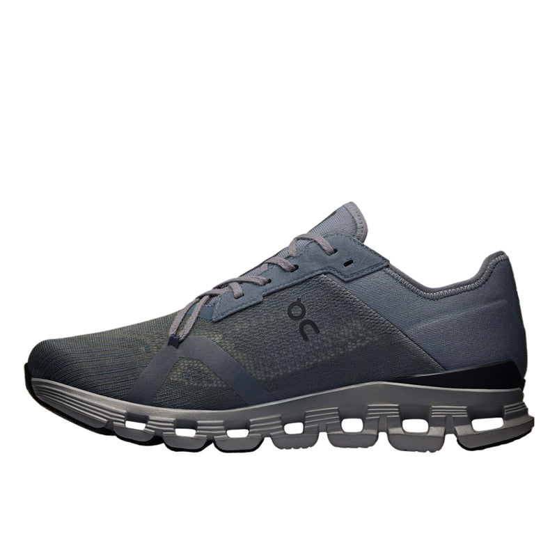 On Cloud X 4 AD Stone/Black running shoe featuring advanced mesh upper, sleek silhouette, and stylish stone and black colorway.