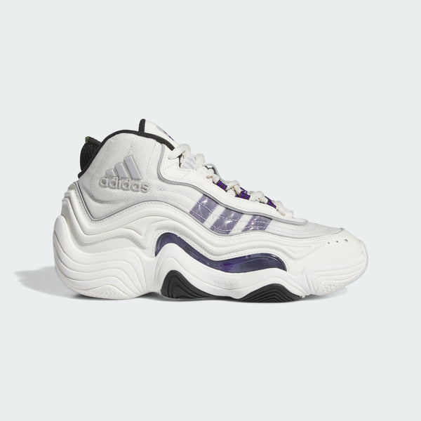 Adidas Crazy 98 shoes with molded leather, mesh, and synthetics, showcasing a bold wavy design inspired by '90s basketball style.