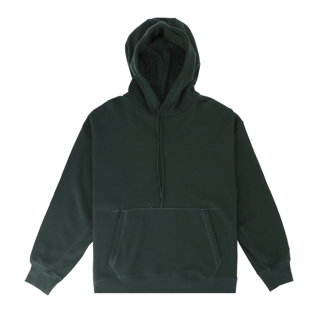 Premium heavyweight hoodie in wool and cotton blend, featuring a relaxed fit and tonal branding for easy styling.