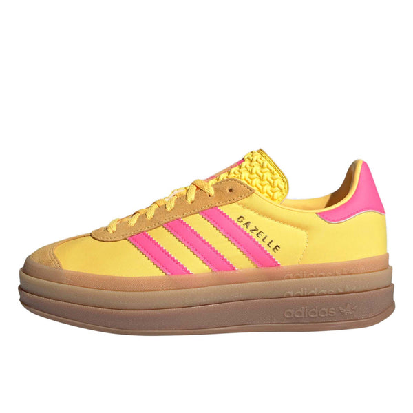 adidas Gazelle Bold with layered platform midsole, vibrant colors, and suede and nylon upper.