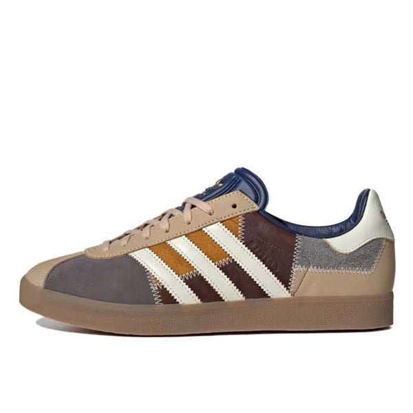 adidas Gazelle 85 shoes, showcasing the smooth leather and soft suede accents in a classic, retro-inspired design.