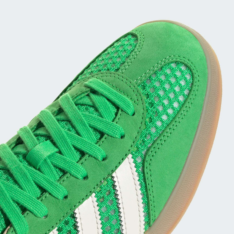 adidas Gazelle Indoor Shoes with mesh upper, leather lining, and translucent gum sole