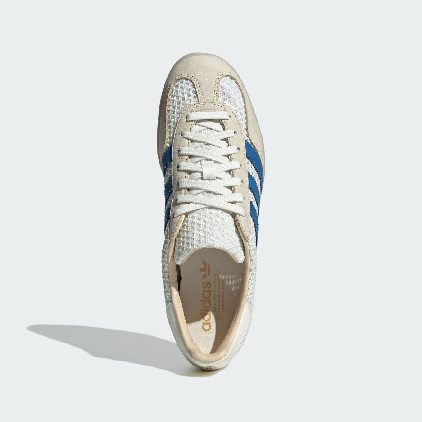 adidas Gazelle Indoor Shoes with mesh upper, leather lining, and translucent gum sole