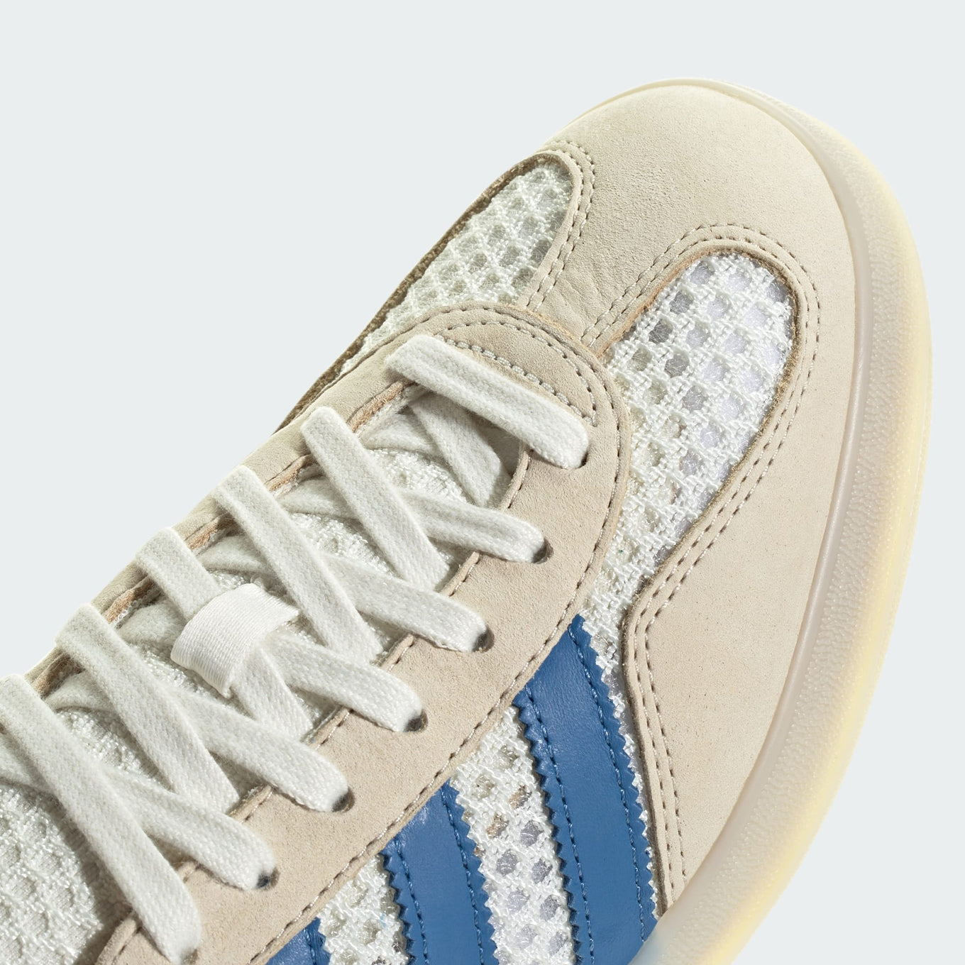 adidas Gazelle Indoor Shoes with mesh upper, leather lining, and translucent gum sole