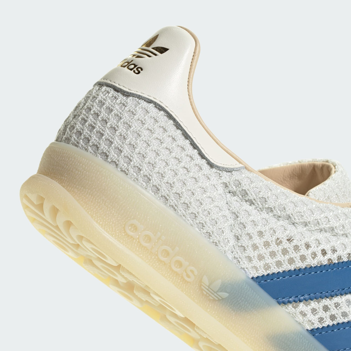 adidas Gazelle Indoor Shoes with mesh upper, leather lining, and translucent gum sole