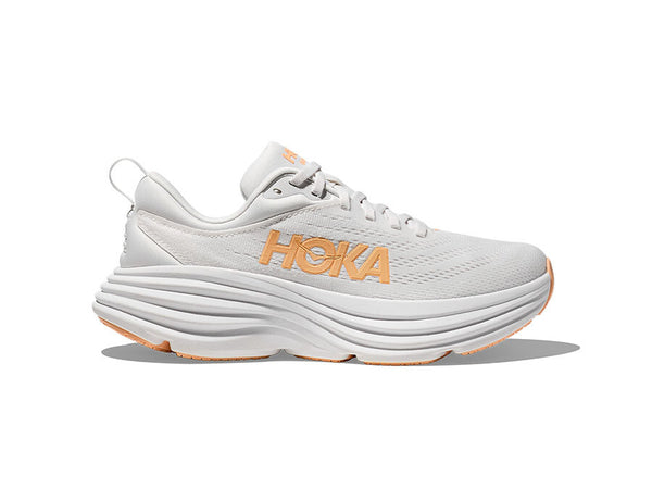 HOKA Bondi running shoes featuring soft foam, engineered mesh, and durable Durabrasion rubber outsole for a smooth and balanced ride.