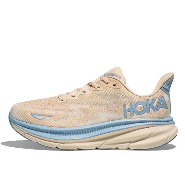 HOKA Clifton 9 running shoe with responsive foam, improved outsole, plusher heel, and streamlined tongue for enhanced comfort and performance.