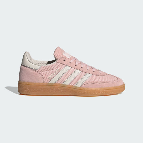 adidas Handball Spezial shoes with corduroy upper, suede overlays, and rubber cupsole.