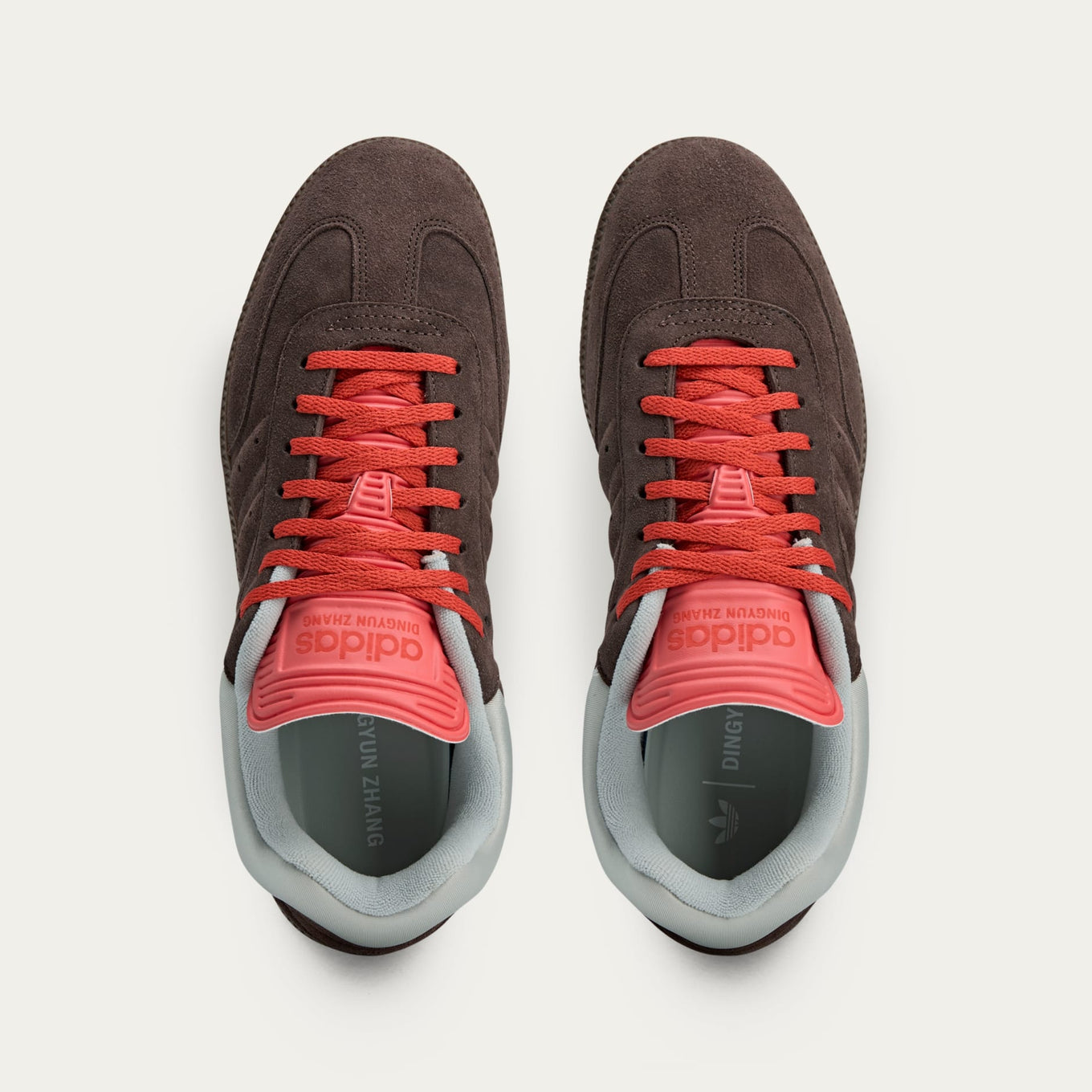 Dingyun Zhang x adidas Samba shoes with shorthair cow suede material, exaggerated elongated tongue, and a fusion of sci-fi and street culture influences.