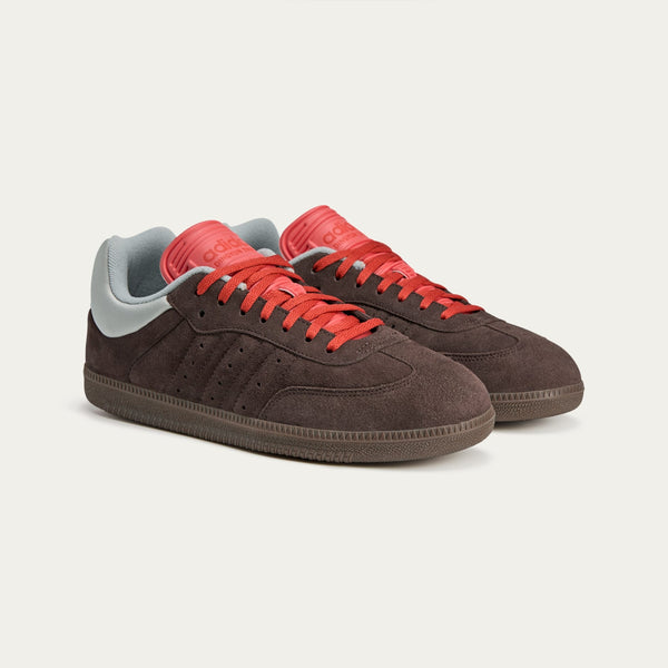 Dingyun Zhang x adidas Samba shoes with shorthair cow suede material, exaggerated elongated tongue, and a fusion of sci-fi and street culture influences.