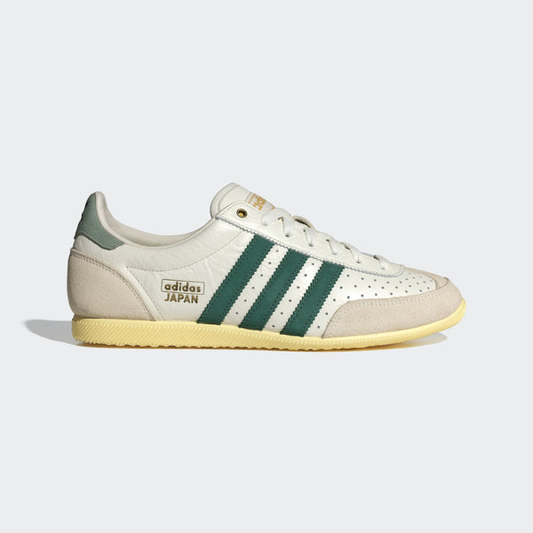 adidas Japan shoes with a vintage low-profile silhouette, double-stitched T-toe, and heritage-inspired detailing.