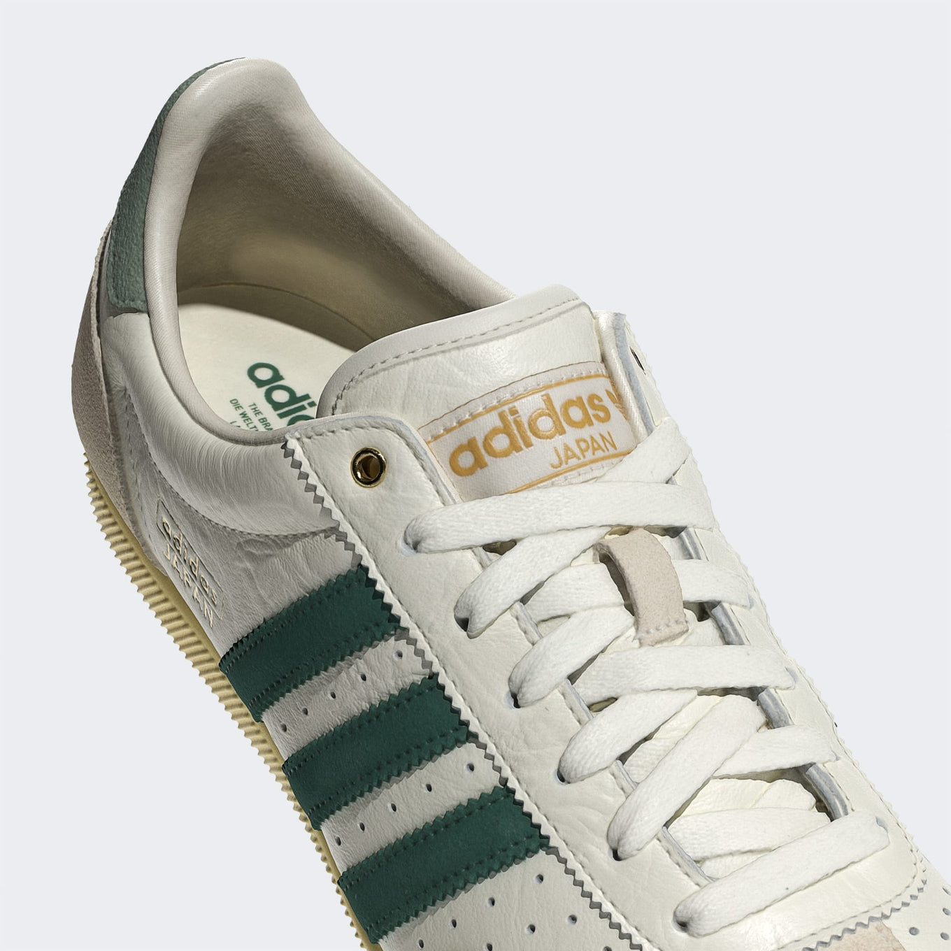 adidas Japan shoes with a vintage low-profile silhouette, double-stitched T-toe, and heritage-inspired detailing.
